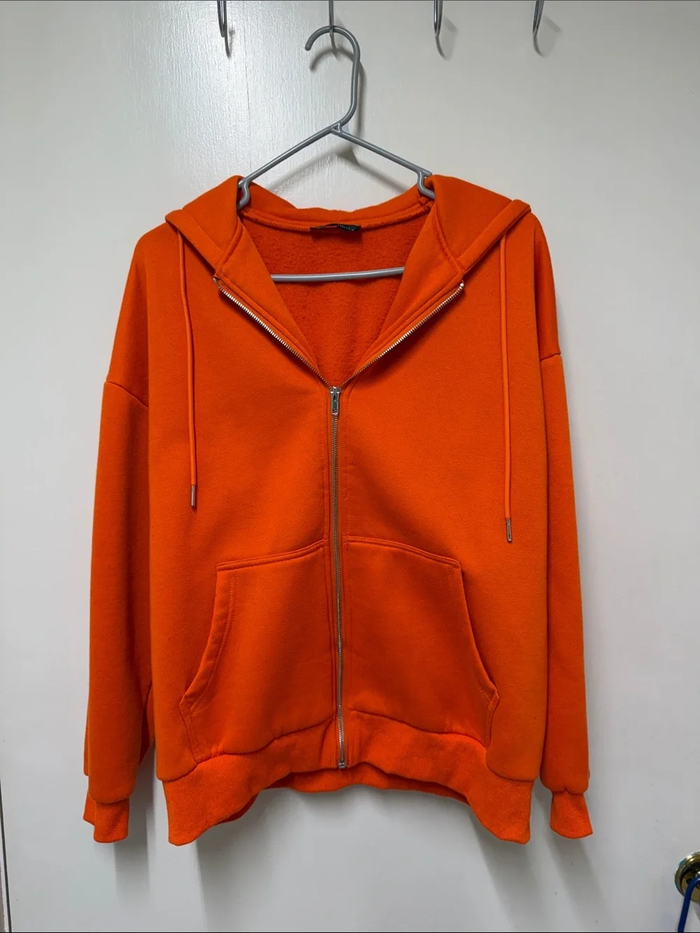 Men's Orange Zip-Up Hoodie Lightweight Shirt Jacket